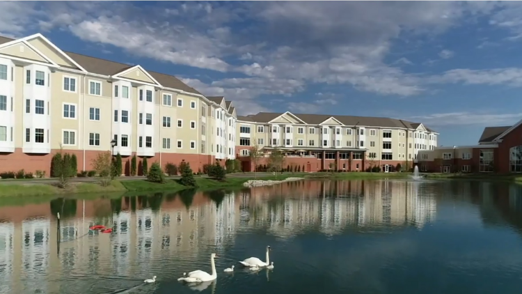 An exterior shot of The Moorings at Arlington Heights