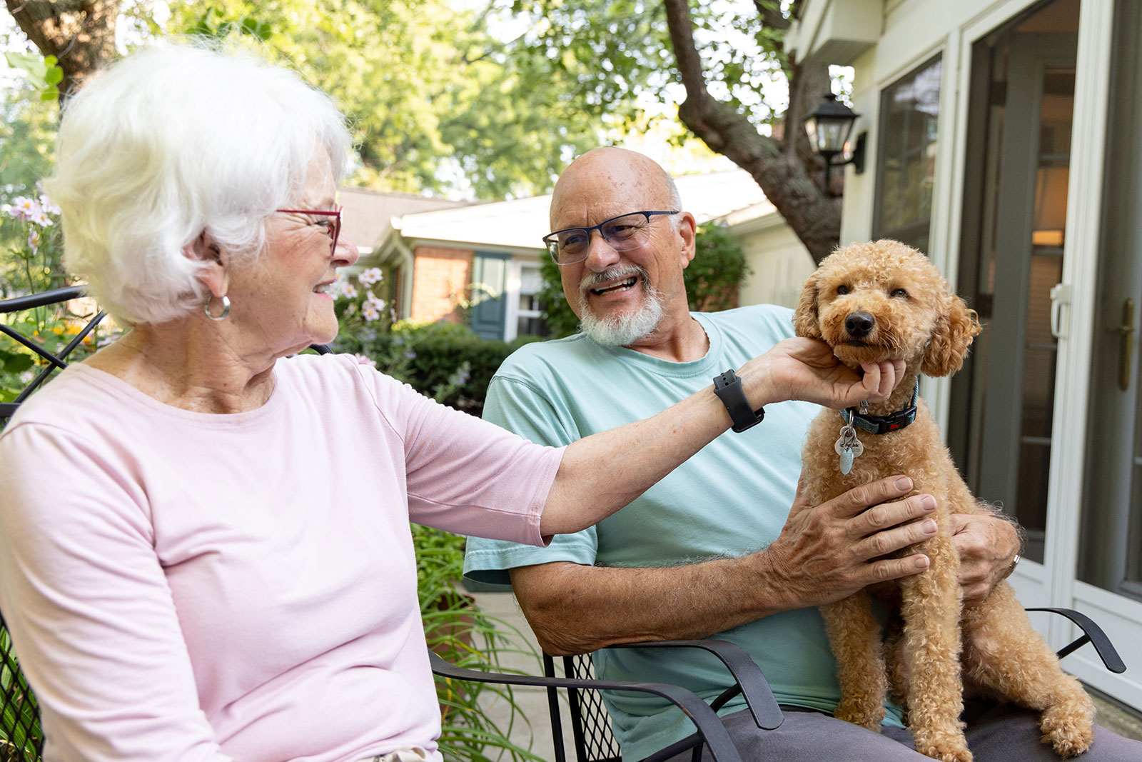 Couple with their dog at Westminster Place